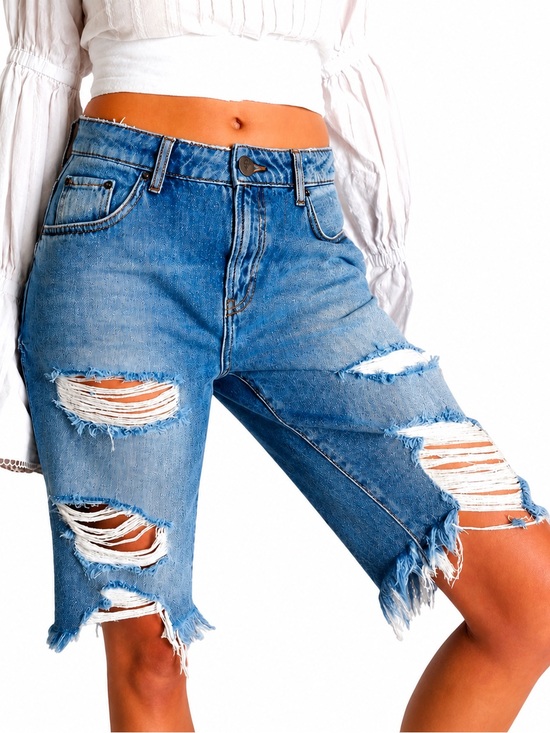 One Teaspoon Pants - One Teaspoon Delaware Sustainable Truckers Longline Shorts Size 25